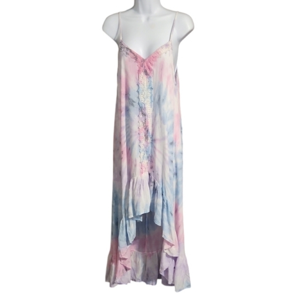 Raviya Pastel Tie Dye High Low Maxi Dress Swim Cover Up NWT